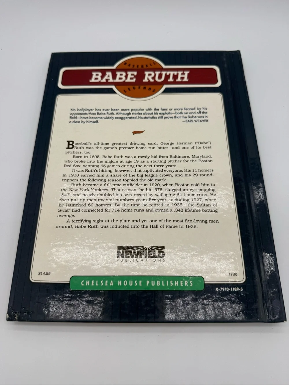 Babe Ruth Hardcover Book Vintage 1991 Baseball Legends Biography Norman Macht